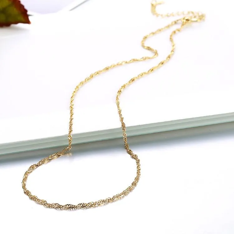 Italian Design 14K Gold Plated Chain Necklace - Hypoallergenic, Lead and Nickel-Free, 2mm Thickness, Spring Ring Clasp