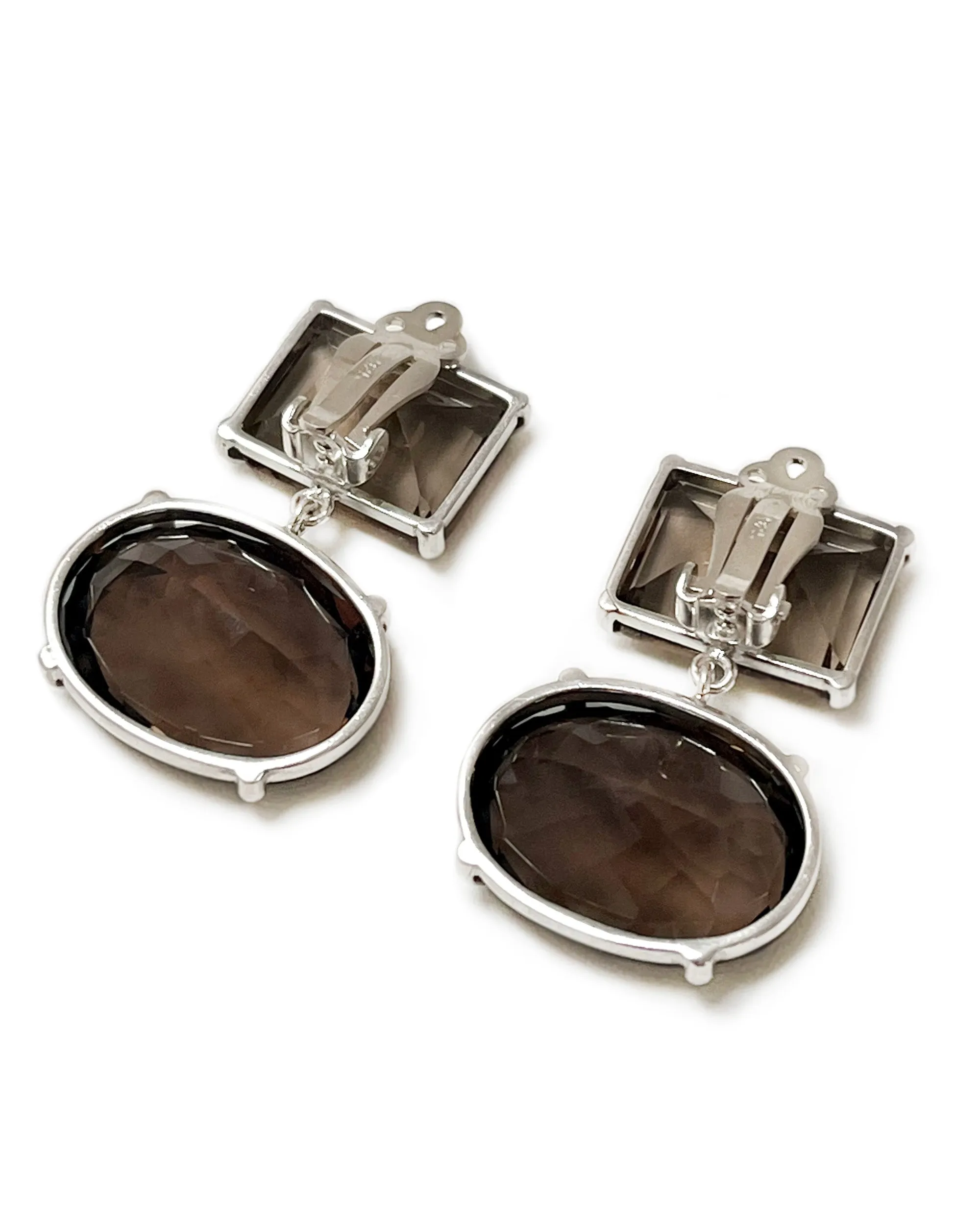 Kendrick Clip On Earrings in Smoky Quartz