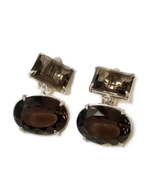 Kendrick Clip On Earrings in Smoky Quartz
