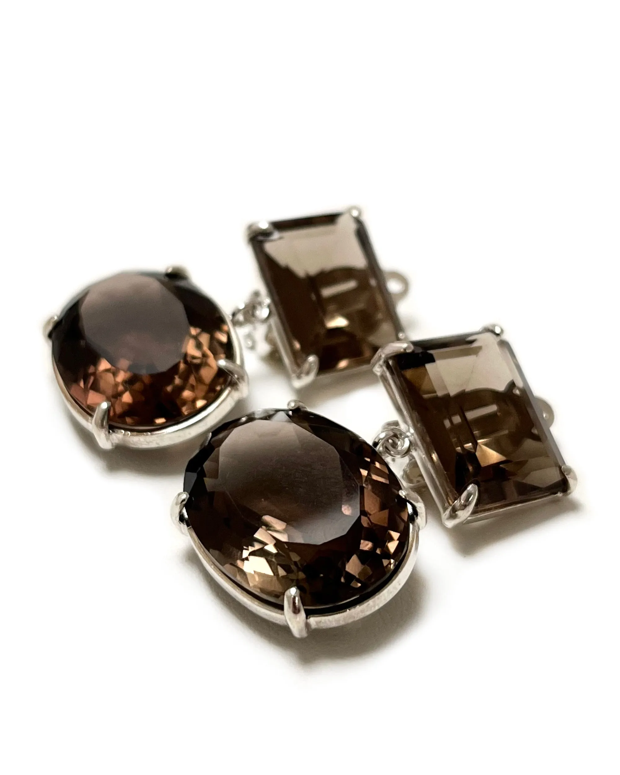 Kendrick Clip On Earrings in Smoky Quartz
