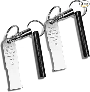 KF525 Stay Safe Keychain Fire Starter with 2.5 Inch Long Ferro Rod and Striker for Camping Emergency (Pack of 2)