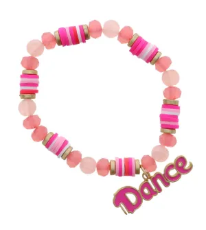 Kids Hot Pink Dance on Pink Rubber Sequins Bracelet