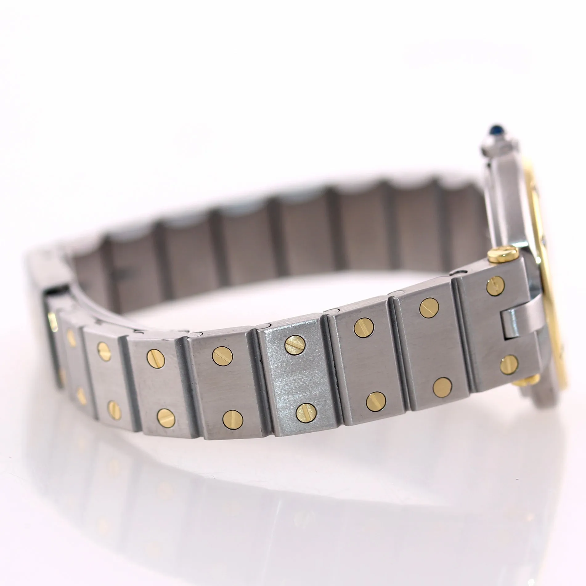 Ladies Cartier Santos Rhonde Steel 18k Gold Two Tone 27mm Quartz Grey Watch
