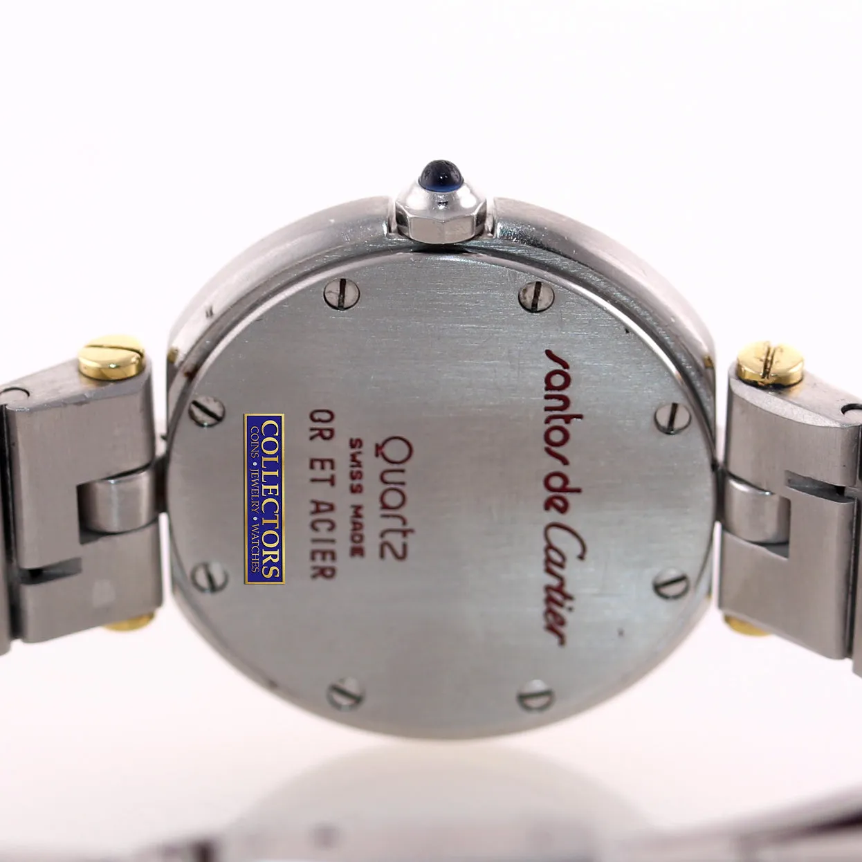 Ladies Cartier Santos Rhonde Steel 18k Gold Two Tone 27mm Quartz Grey Watch