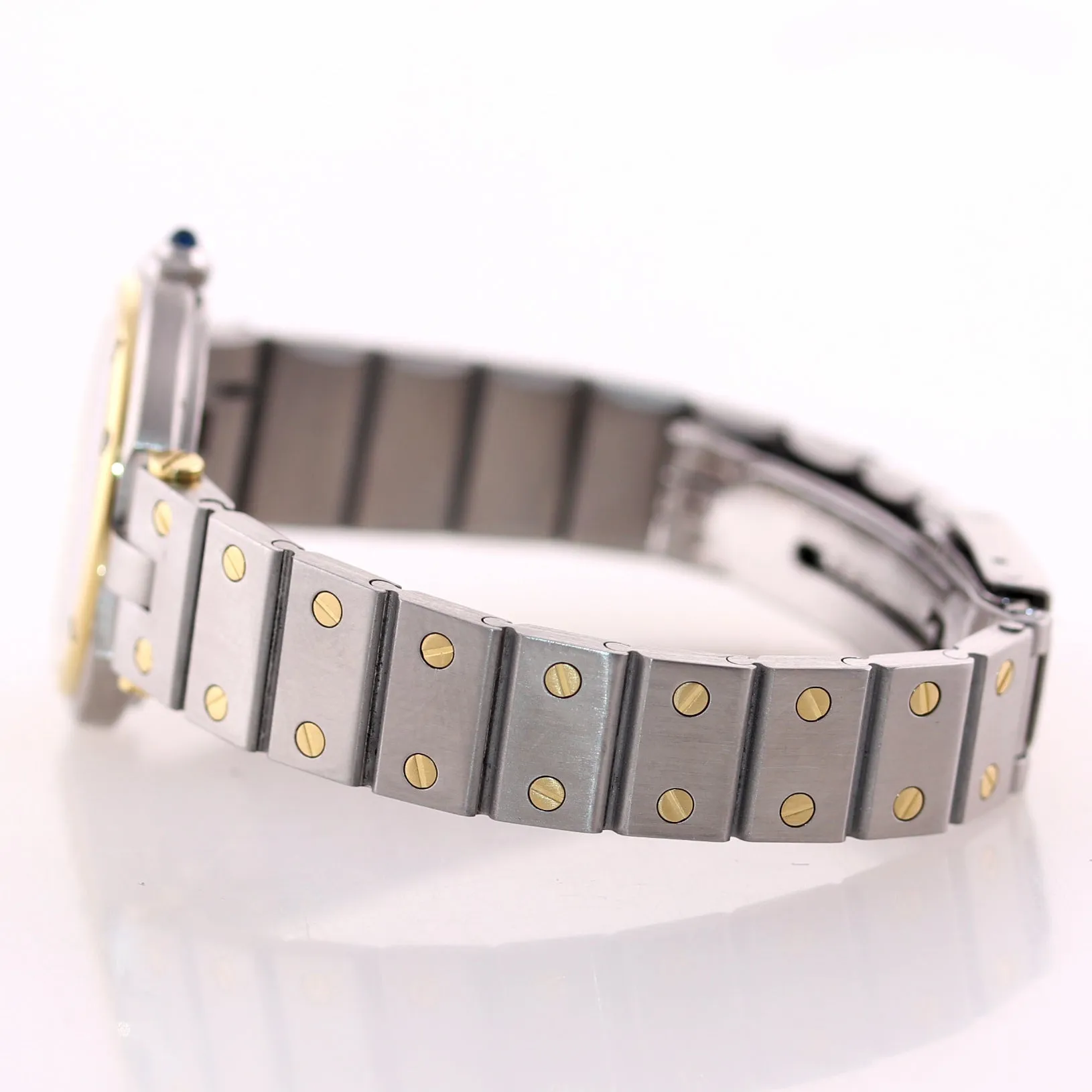 Ladies Cartier Santos Rhonde Steel 18k Gold Two Tone 27mm Quartz Grey Watch