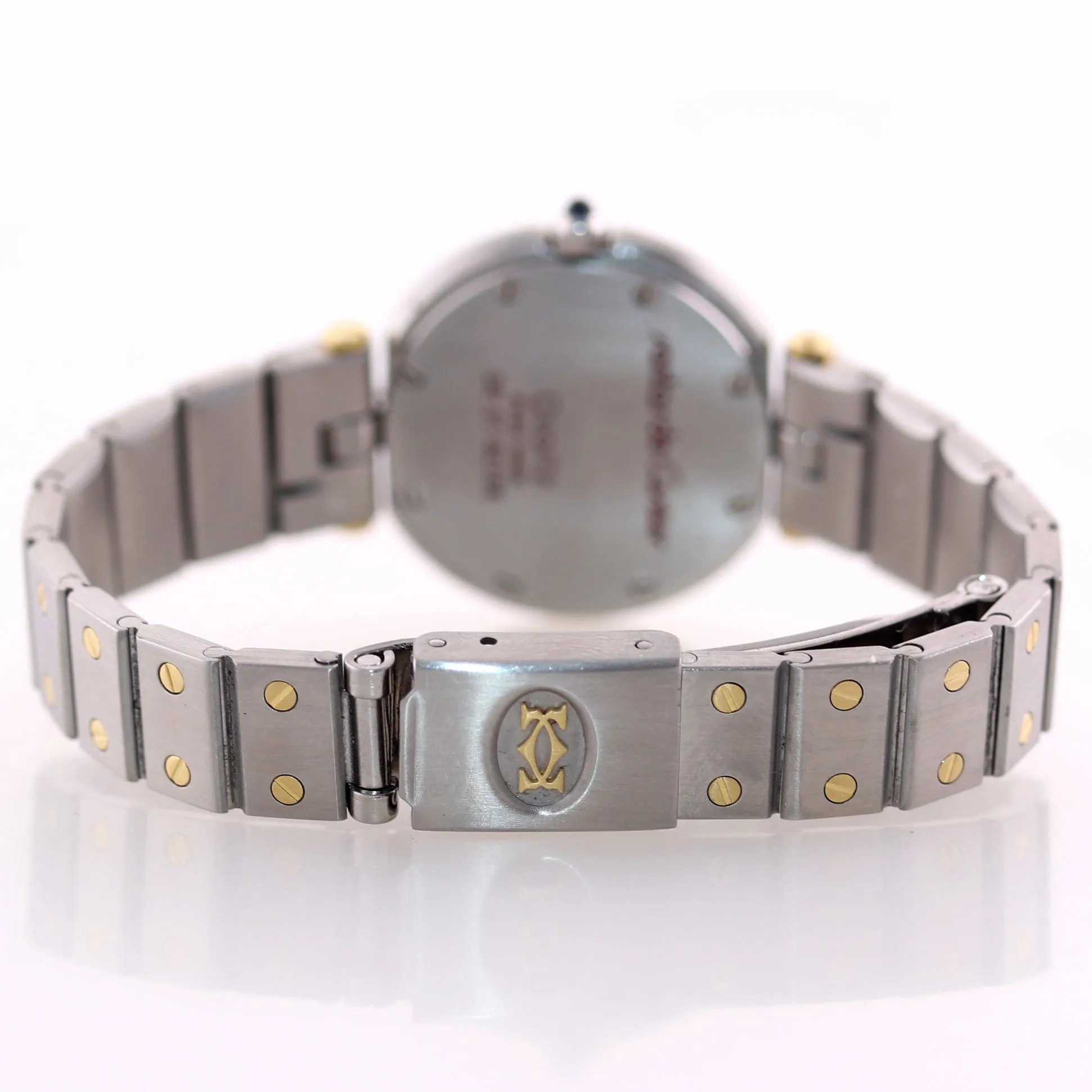 Ladies Cartier Santos Rhonde Steel 18k Gold Two Tone 27mm Quartz Grey Watch