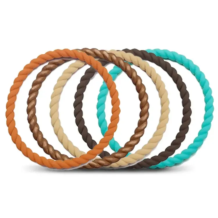 Ladies Rope Silicone Bracelets 5 Pack