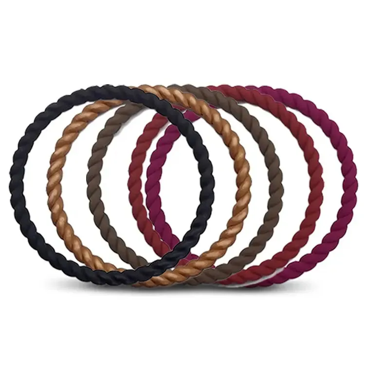 Ladies Rope Silicone Bracelets 5 Pack