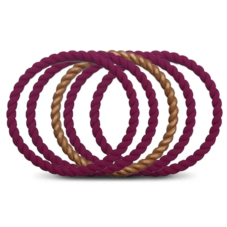 Ladies Rope Silicone Bracelets 5 Pack