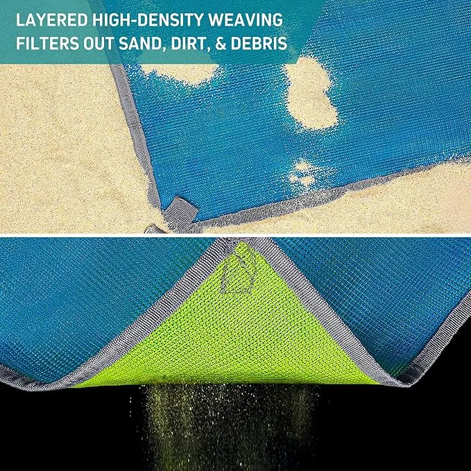 LazBlinds Beach Blanket, Sand-Free Waterproof Extra Large Beach Mat, UV Resistant Sunshade, Reversible Outdoor Picnic Blanket with Travel Bag for Beach Camping Hiking Park Patio (10'x10'/120''×120'')