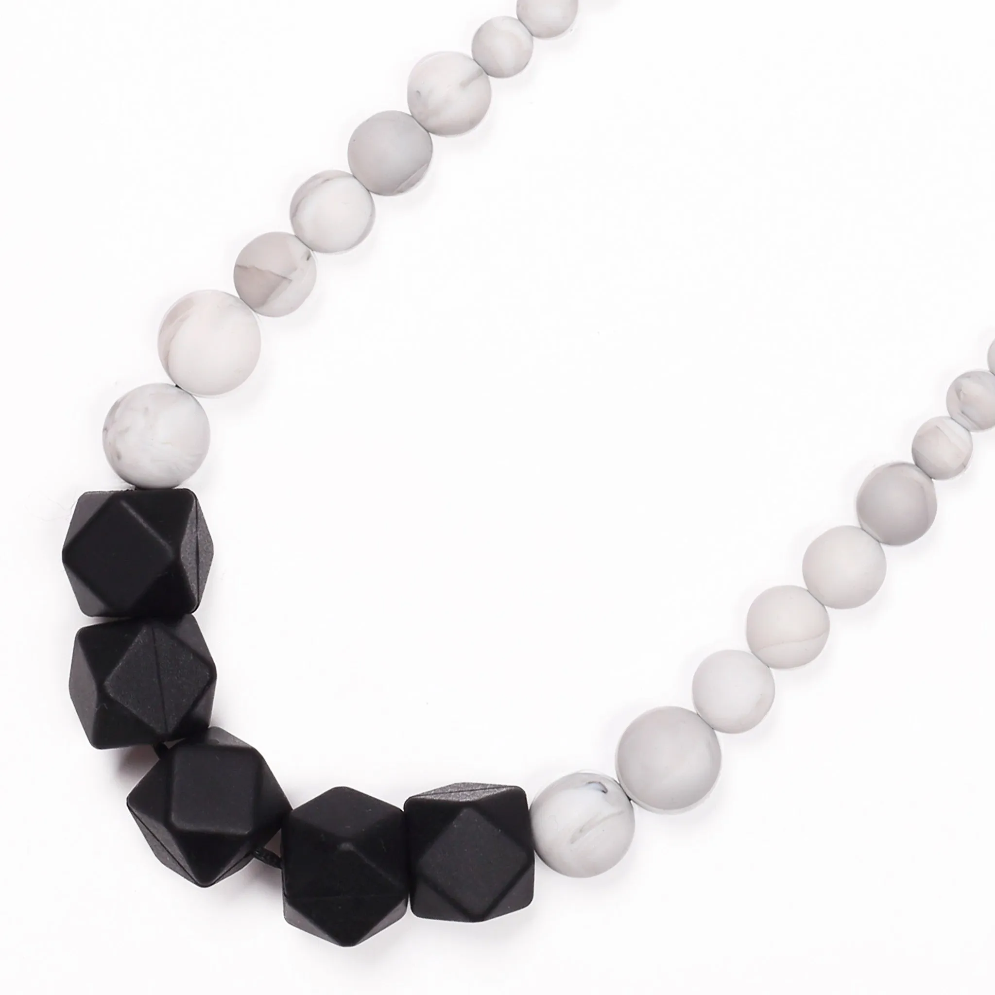 Madison Teething Necklace - Black/Marble