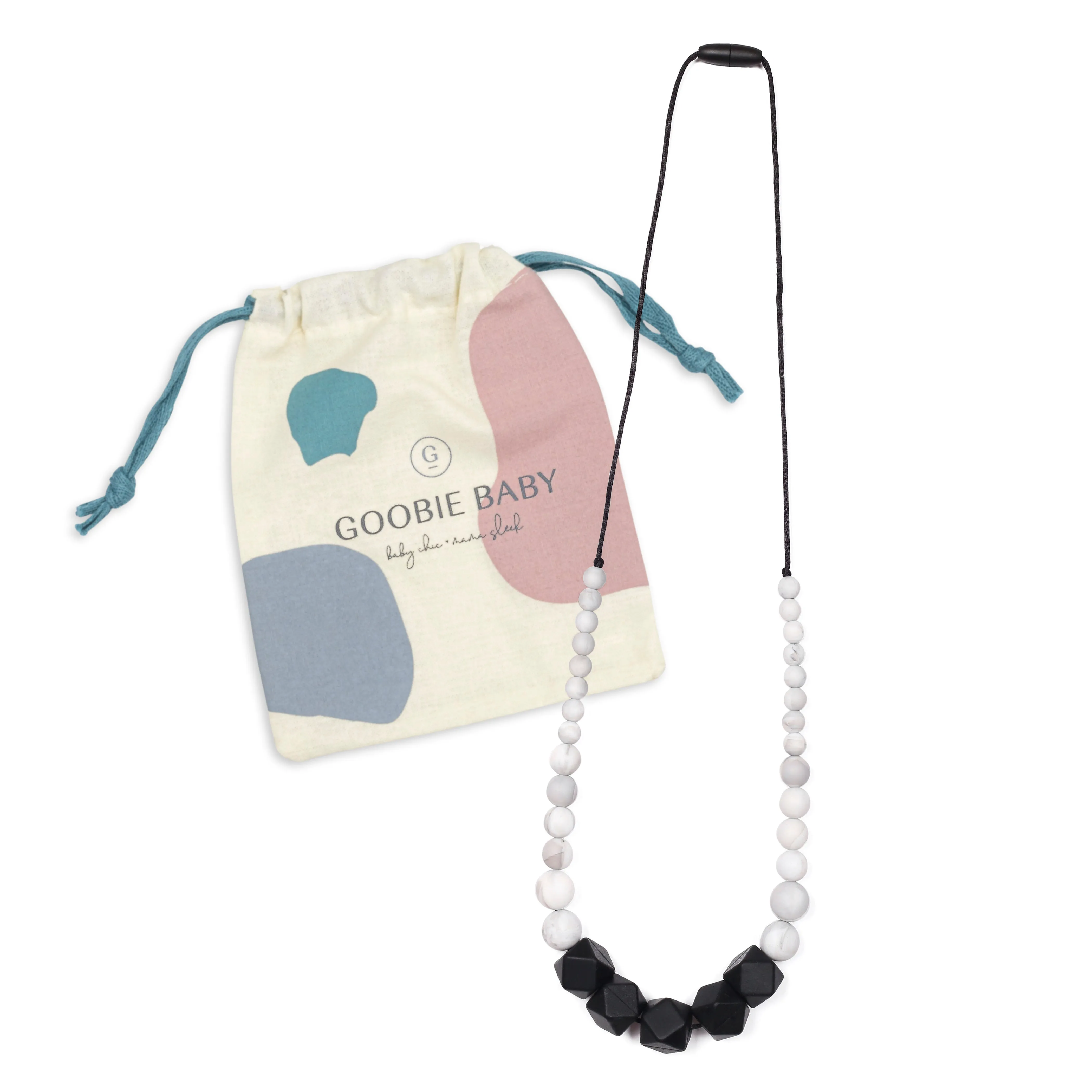 Madison Teething Necklace - Black/Marble