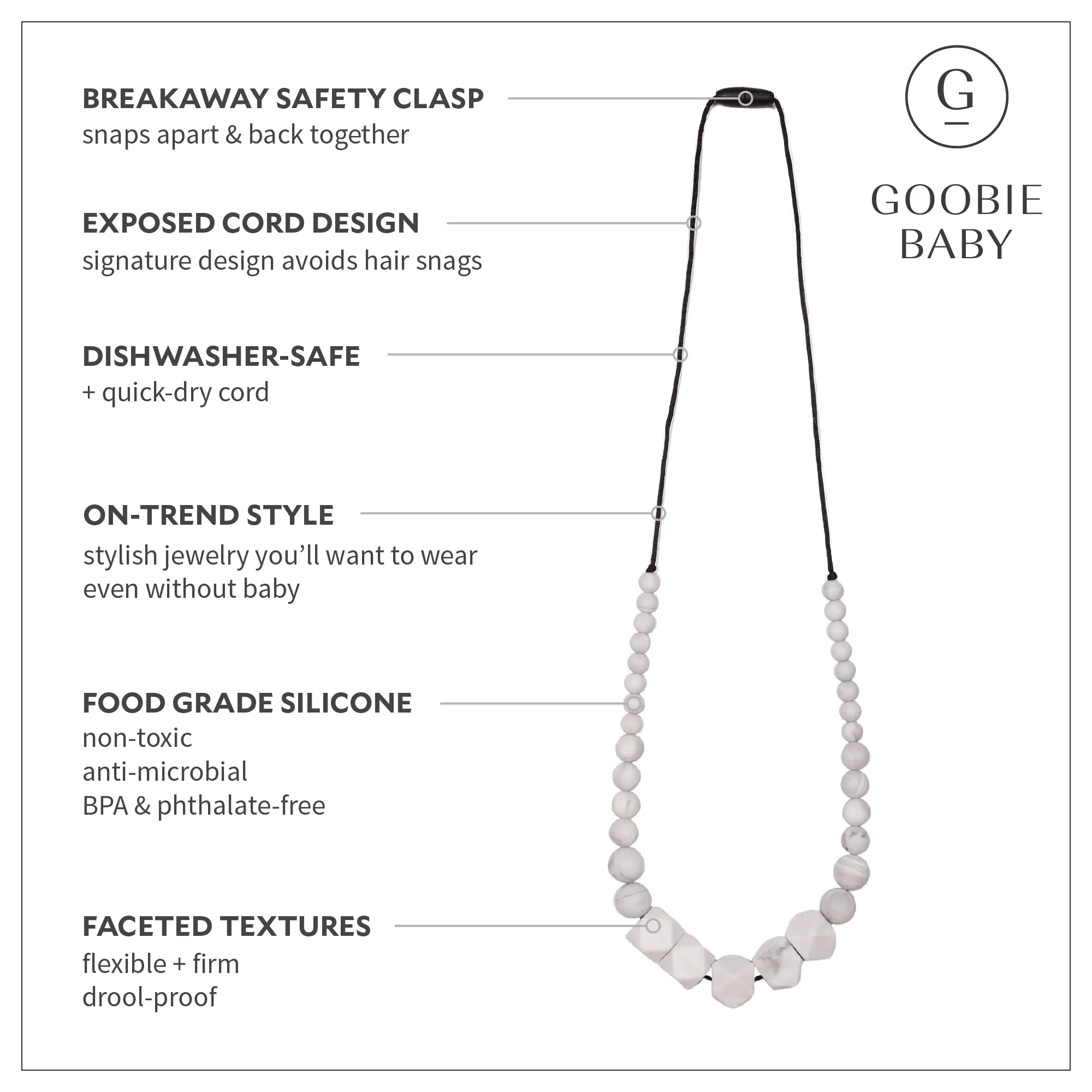Madison Teething Necklace - Marble