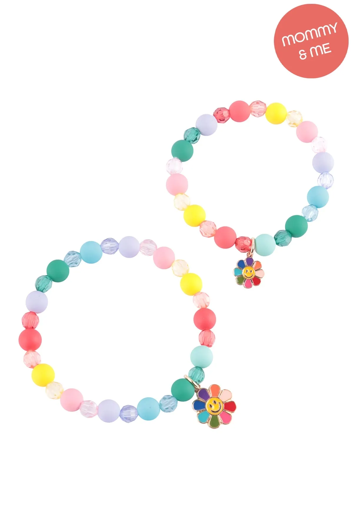 Mama & Mini Smile Flower Enamel Charm Bracelet Set Multicolor - Pack of 6