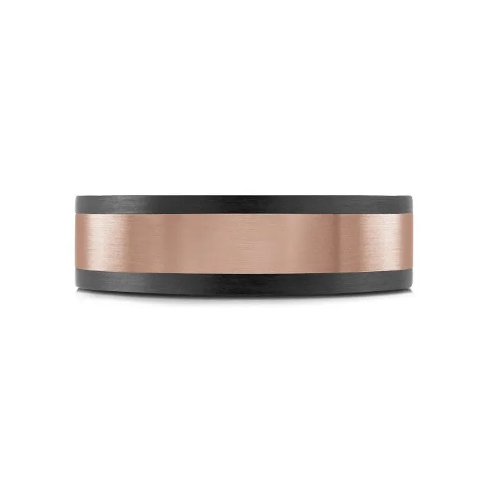 Mardini 14K Gold & Carbon Fiber Tantalum Inlay Mens Band