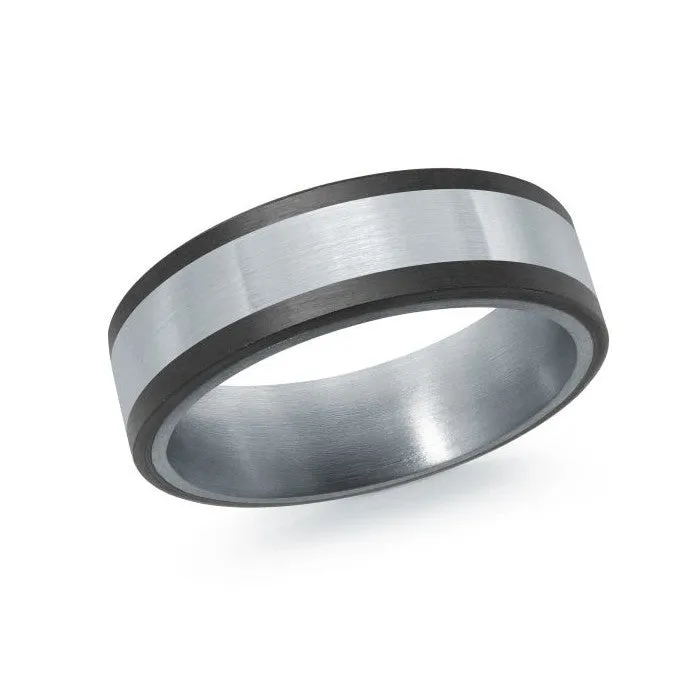 Mardini 14K Gold & Carbon Fiber Tantalum Inlay Mens Band