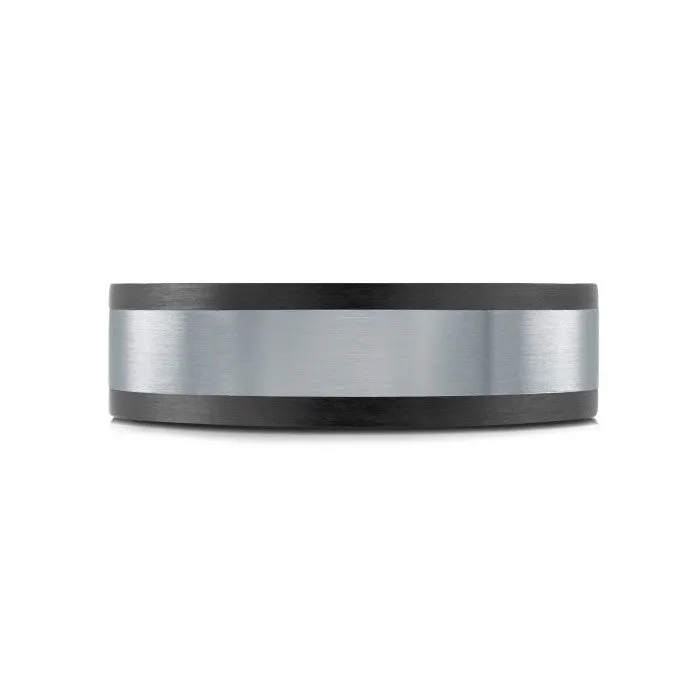 Mardini 14K Gold & Carbon Fiber Tantalum Inlay Mens Band