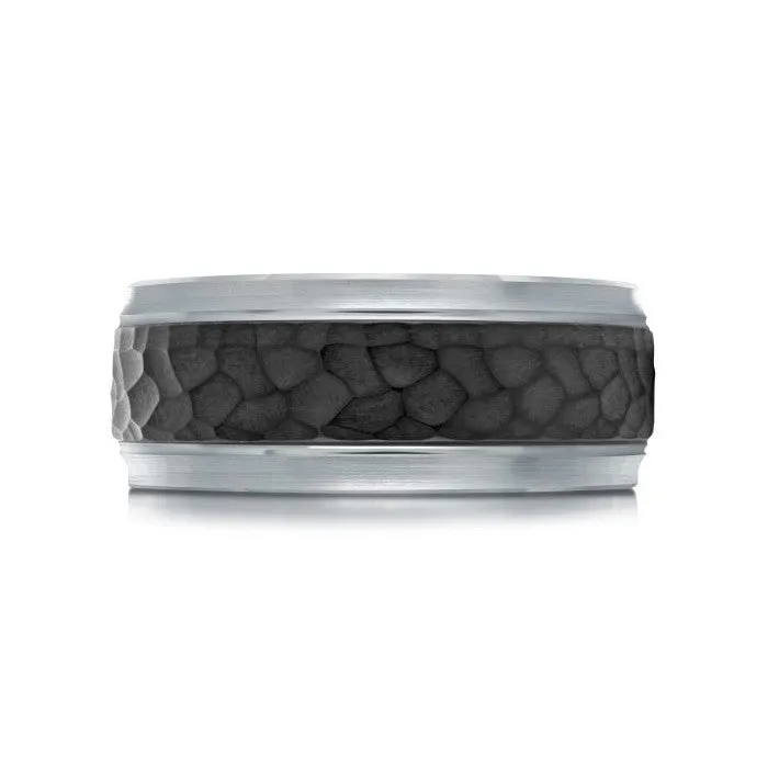 Mardini 14K Gold and Hammer Finish Carbon Fiber Mens Band