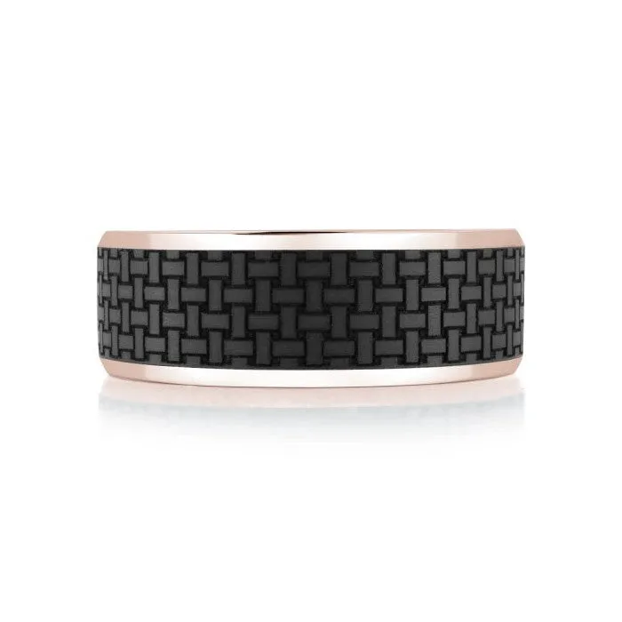 Mardini 14K Gold and Textured Carbon Fiber Mens Band