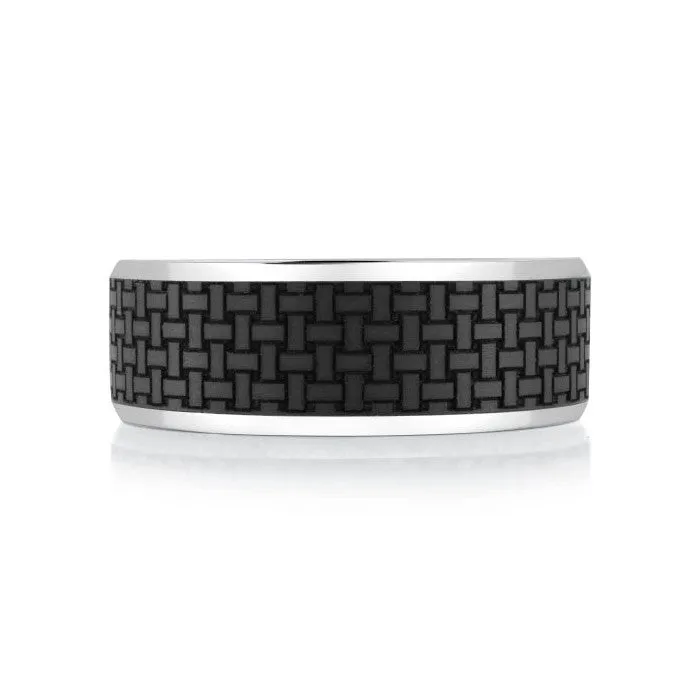 Mardini 14K Gold and Textured Carbon Fiber Mens Band