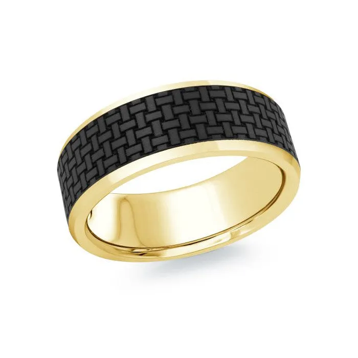 Mardini 14K Gold and Textured Carbon Fiber Mens Band