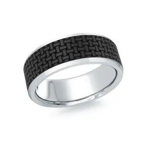 Mardini 14K Gold and Textured Carbon Fiber Mens Band