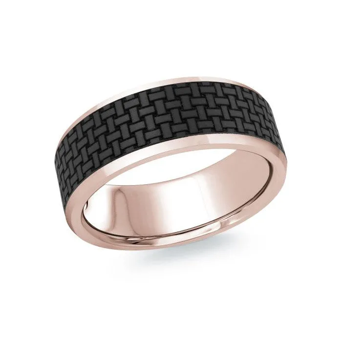 Mardini 14K Gold and Textured Carbon Fiber Mens Band