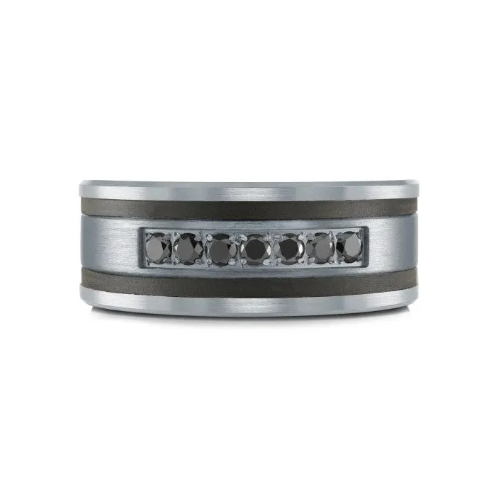 Mardini 14K Gold, Tantalum & Carbon Fiber (0.25ct) Black Diamond Mens Band