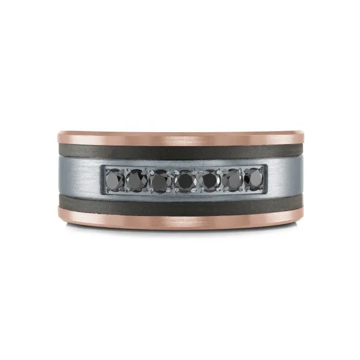 Mardini 14K Gold, Tantalum & Carbon Fiber (0.25ct) Black Diamond Mens Band