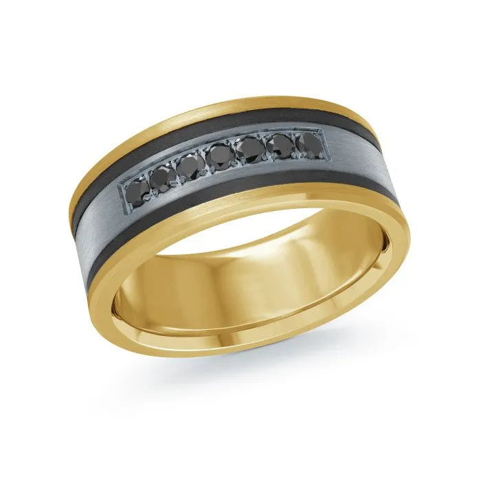 Mardini 14K Gold, Tantalum & Carbon Fiber (0.25ct) Black Diamond Mens Band