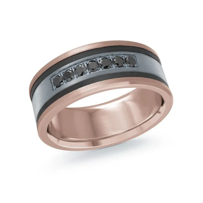 Mardini 14K Gold, Tantalum & Carbon Fiber (0.25ct) Black Diamond Mens Band