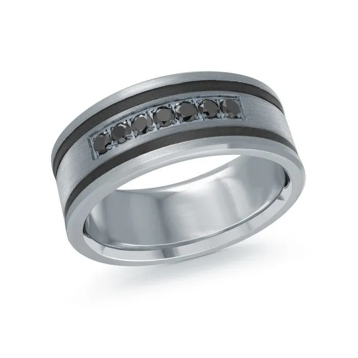 Mardini 14K Gold, Tantalum & Carbon Fiber (0.25ct) Black Diamond Mens Band