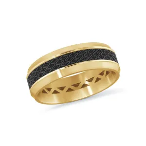 Mardini 14K Yellow Gold and Carbon Fiber Mens Band