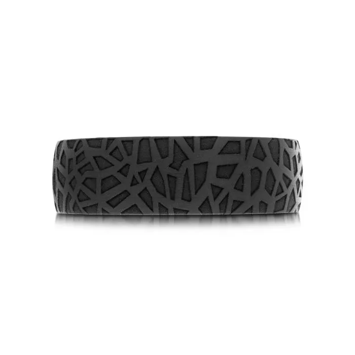 Mardini Etched Carbon Fiber and 14K Gold Mens Band