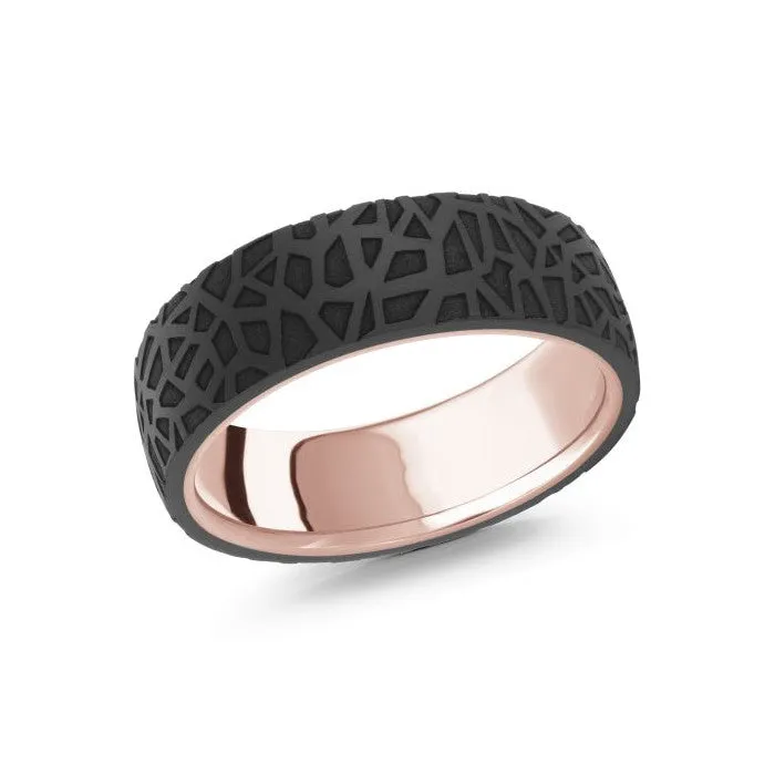 Mardini Etched Carbon Fiber and 14K Gold Mens Band