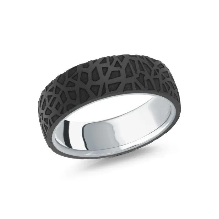 Mardini Etched Carbon Fiber and 14K Gold Mens Band