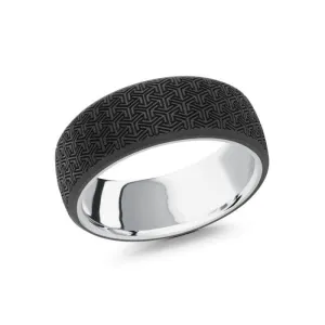 Mardini Etched Carbon Fiber and 14K Gold Mens Band