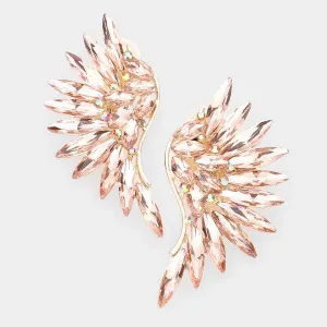 Marquise Peach Stone Cluster Wing Rose Gold Clip On Earrings