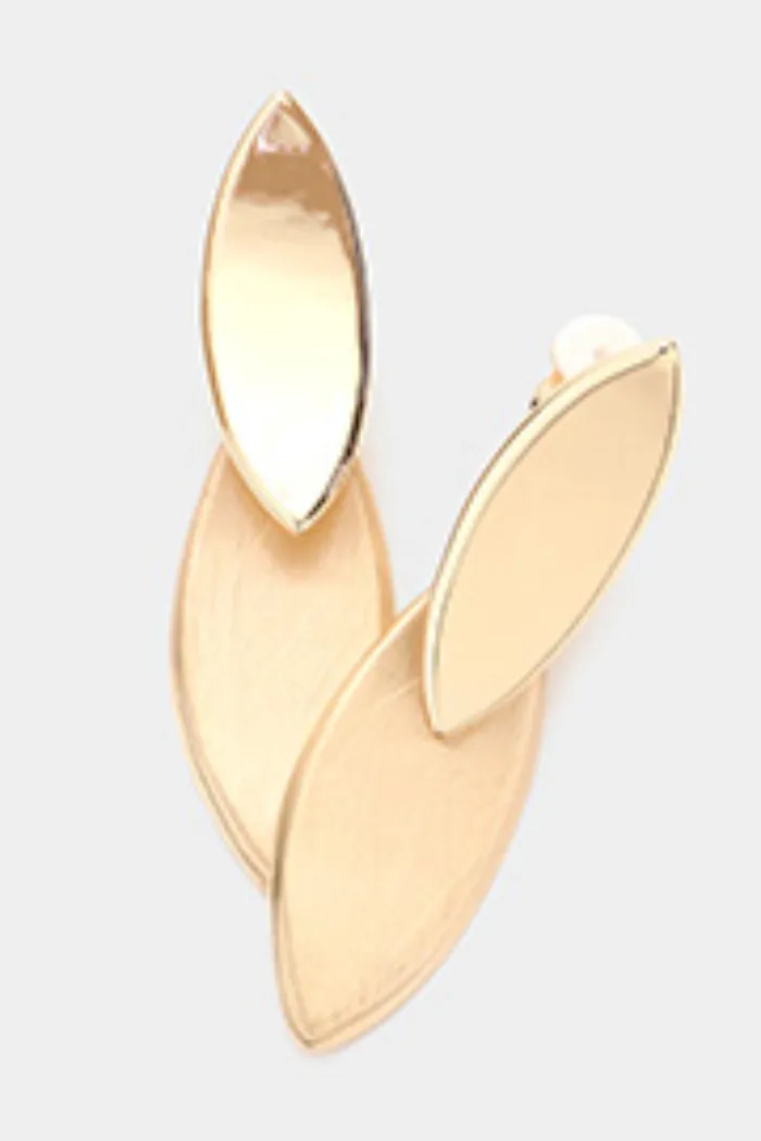 Marquise Plate Link Clip On Earrings