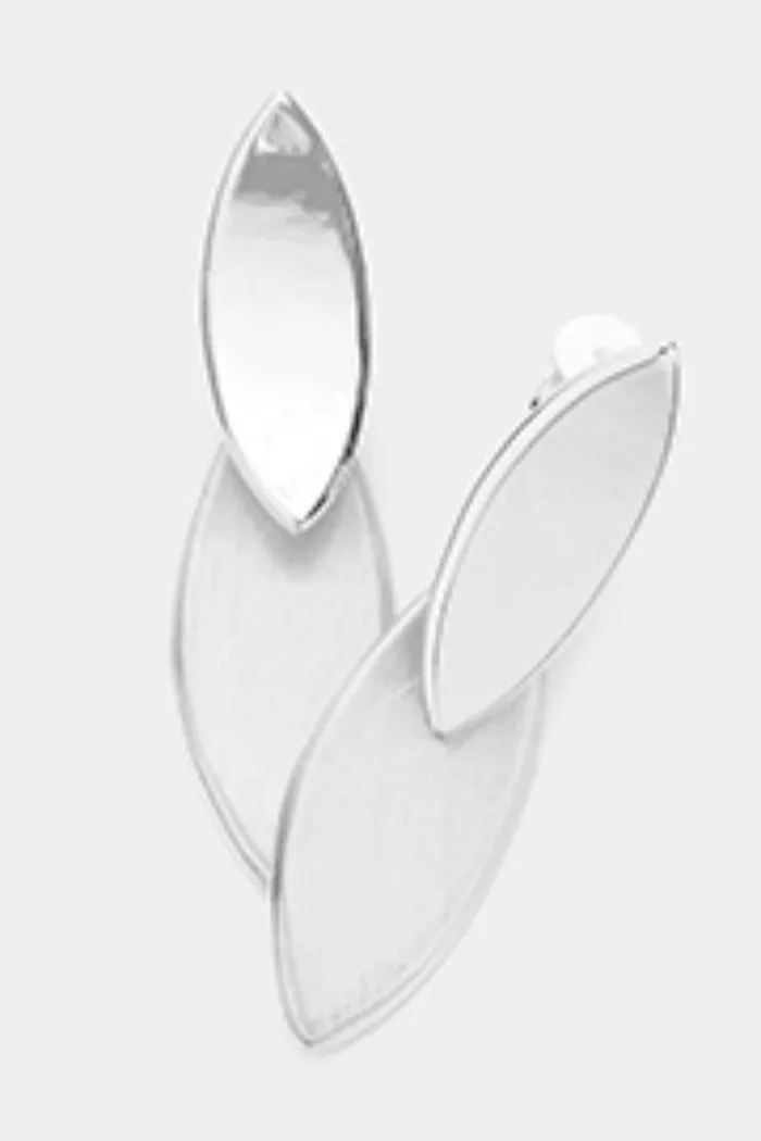 Marquise Plate Link Clip On Earrings