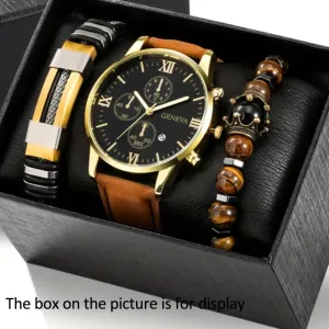 Mens 3Piece Analog Watch  Bracelet Set