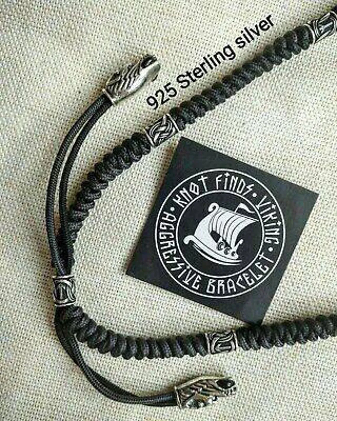 Mens necklace, 925 Sterling silver. Paracord necklace with beads. Mjolnir necklace. Celtic knot.
