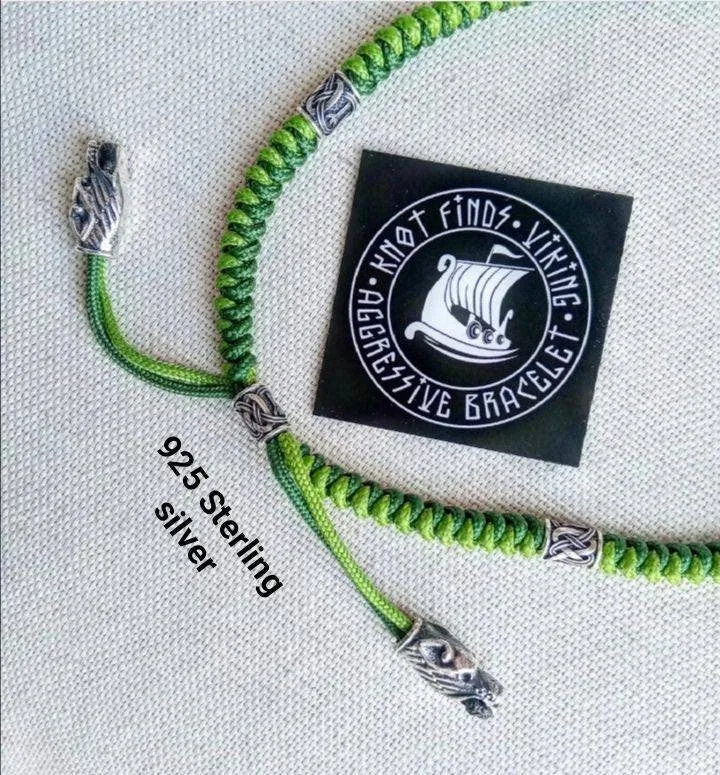 Mens necklace, 925 Sterling silver. Paracord necklace with beads. Mjolnir necklace. Celtic knot.