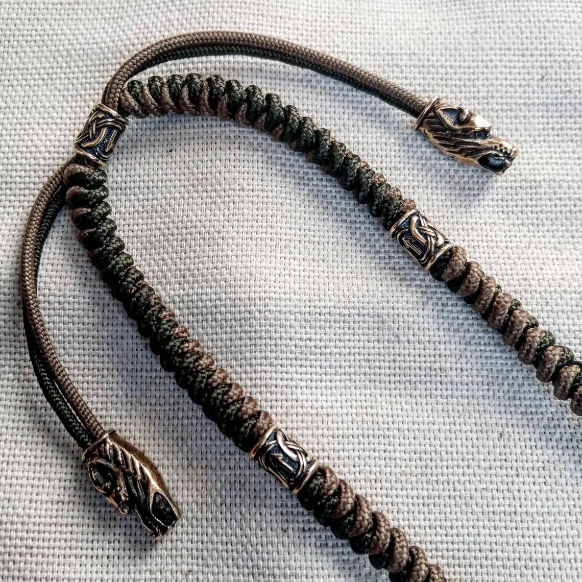 Mens necklace. Paracord necklace with beads. Mjolnir necklace. Celtic knot.