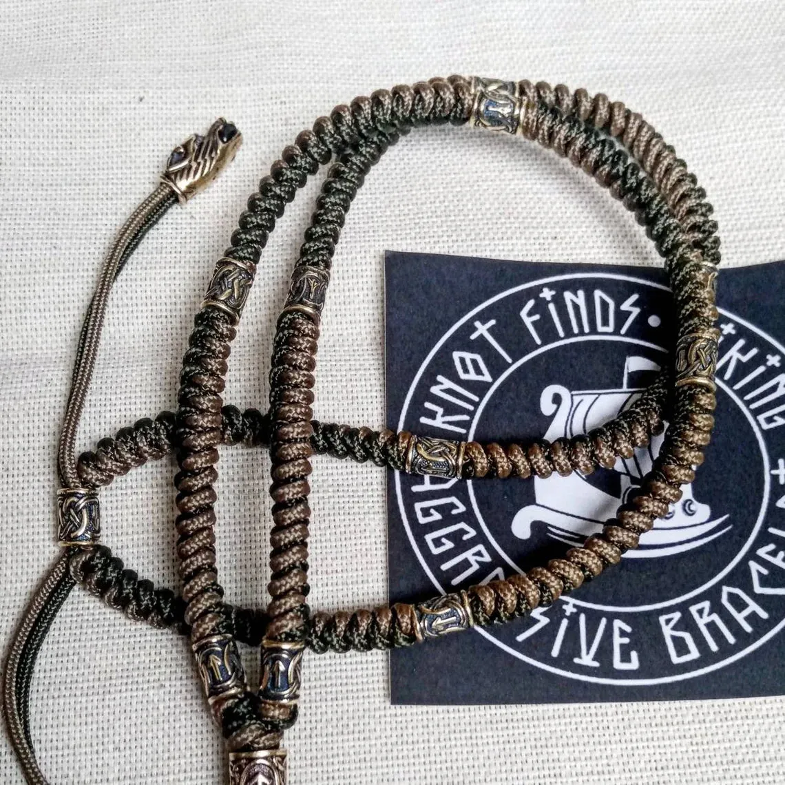Mens necklace. Paracord necklace with beads. Mjolnir necklace. Celtic knot.