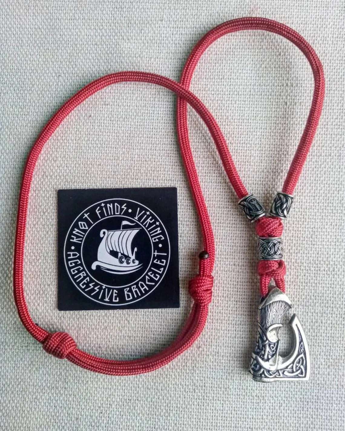 Men's necklace. Paracord necklace with pendant. Necklace Mjolnir. Celtic knot. Northern necklace.