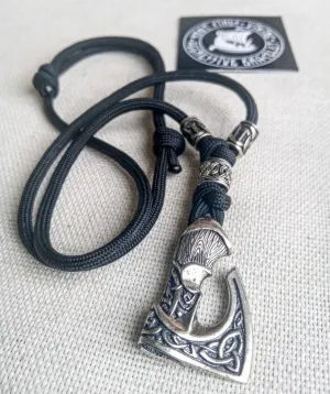 Men's necklace. Paracord necklace with pendant. Necklace Mjolnir. Celtic knot. Northern necklace.