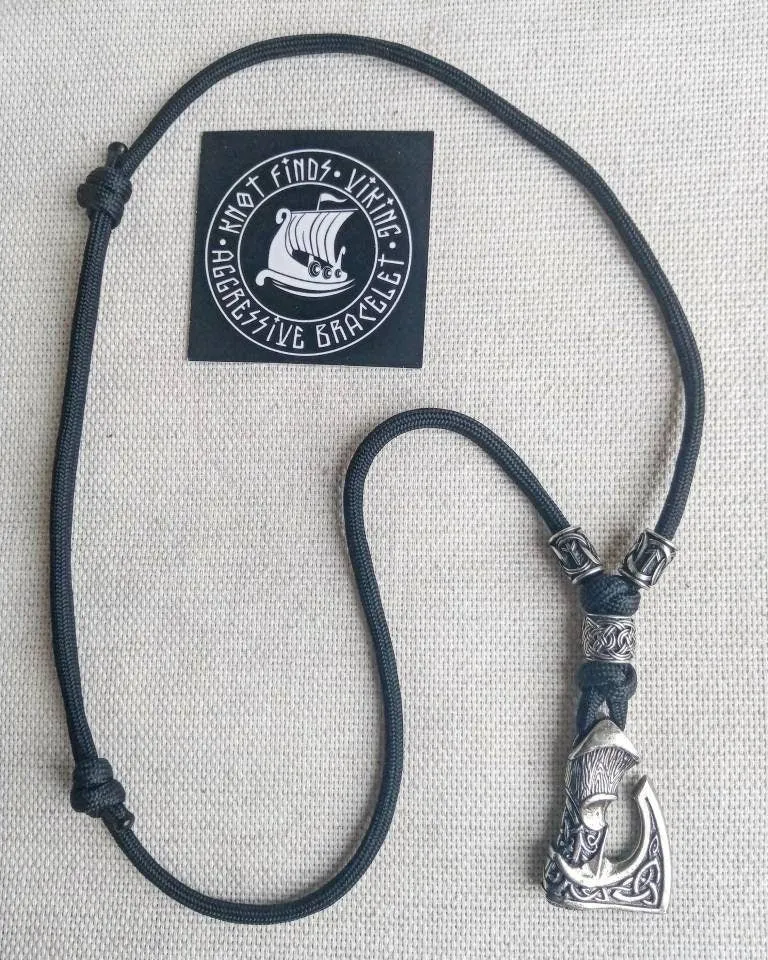 Men's necklace. Paracord necklace with pendant. Necklace Mjolnir. Celtic knot. Northern necklace.