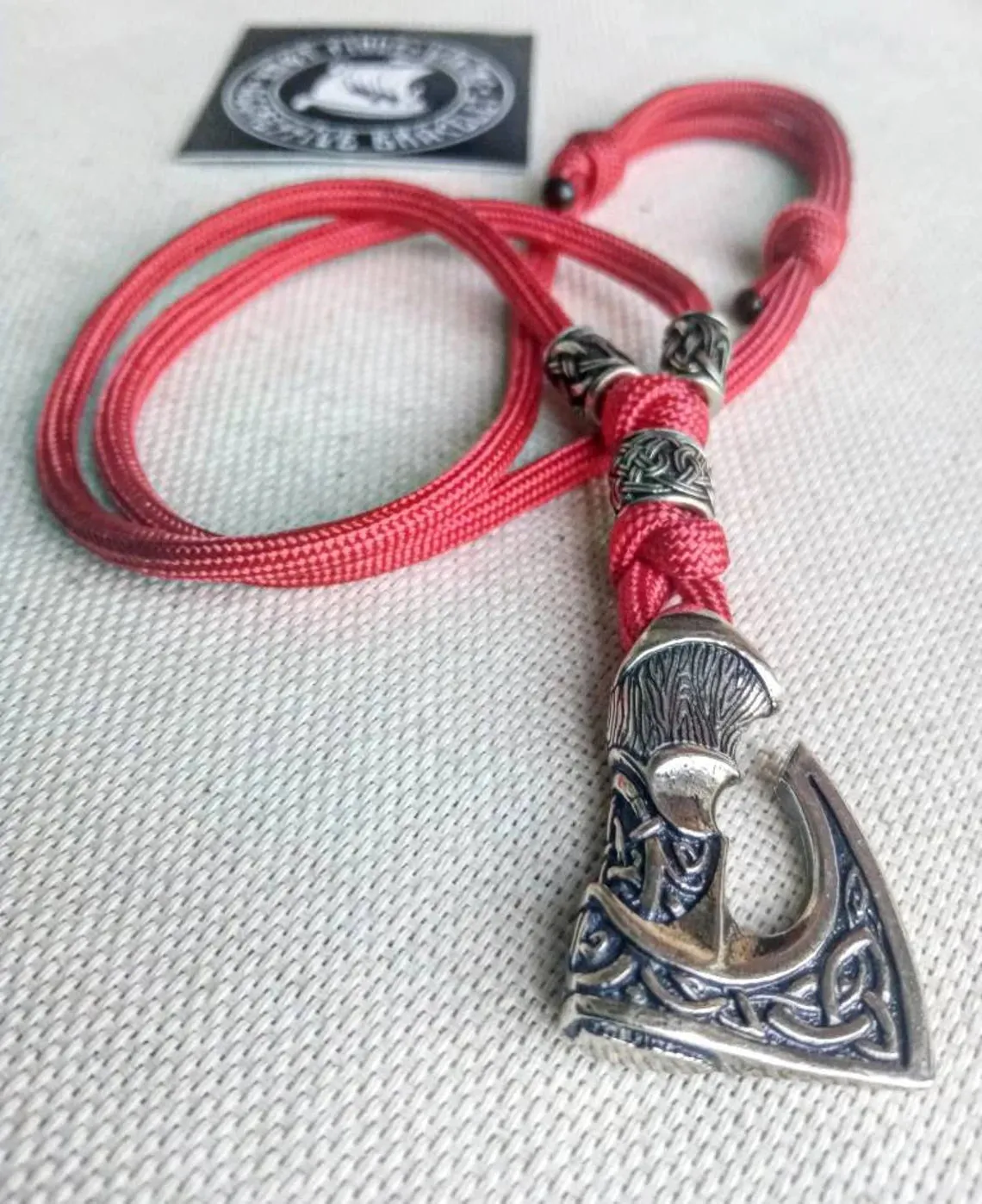 Men's necklace. Paracord necklace with pendant. Necklace Mjolnir. Celtic knot. Northern necklace.