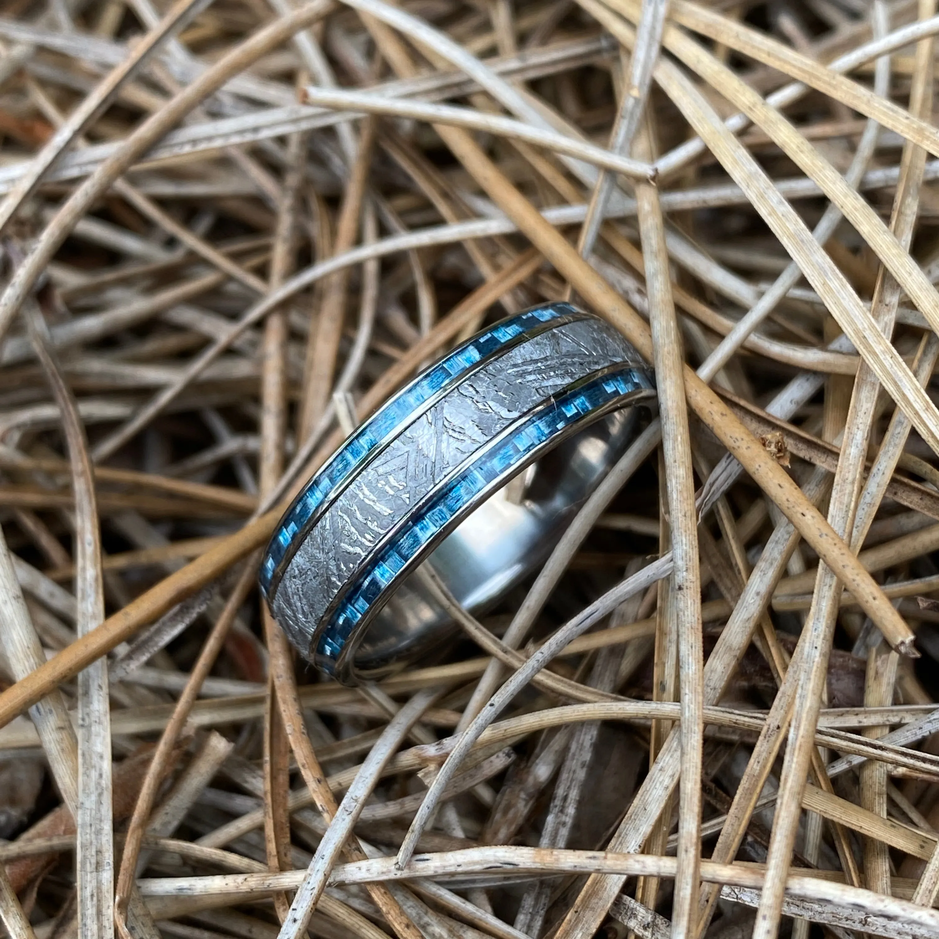 Meteorite with Twin Light Blue Carbon Fiber